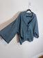 Massimo Dutti Linen Blouse in Dark Teal with Tie Up Front (Size L)