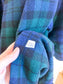 Vintage Plaid Wool Coat with Attached Scarf & Fringe (Size L)