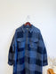 Roots "The Park Plaid Seymour Long Wool Coat in Navy" (Size XL)