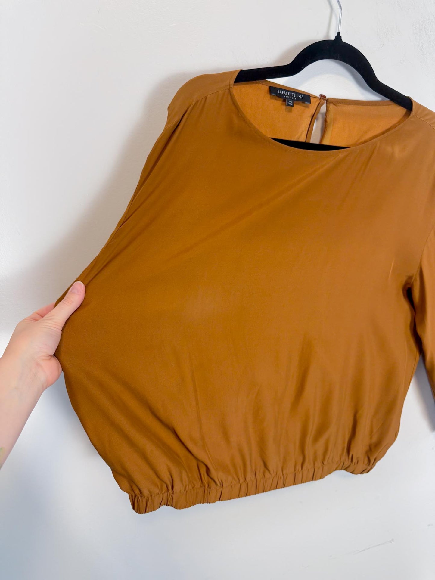 Lafayette 148 Silk Blouse in Brown SOLD AS (Size L)