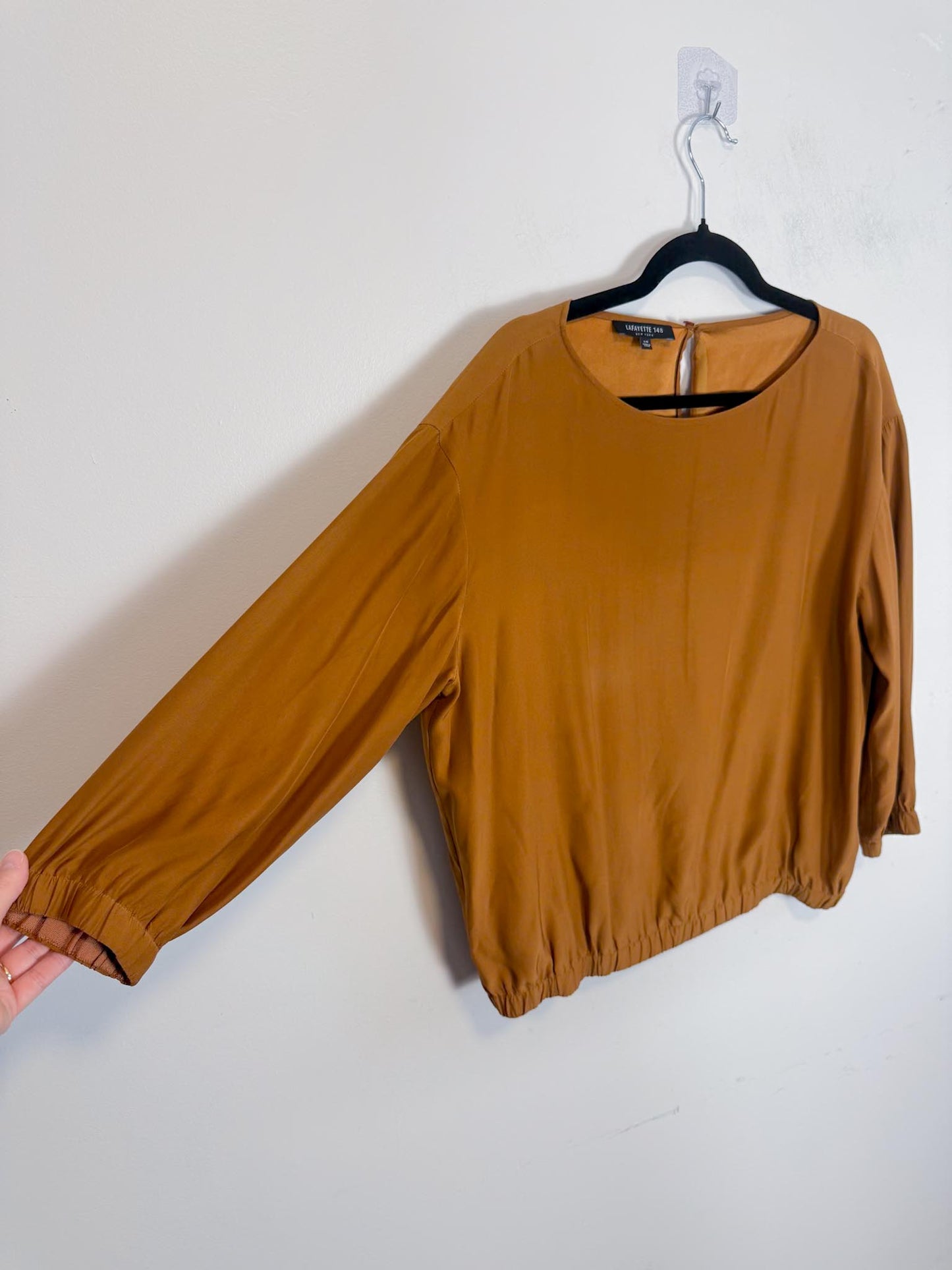 Lafayette 148 Silk Blouse in Brown SOLD AS (Size L)