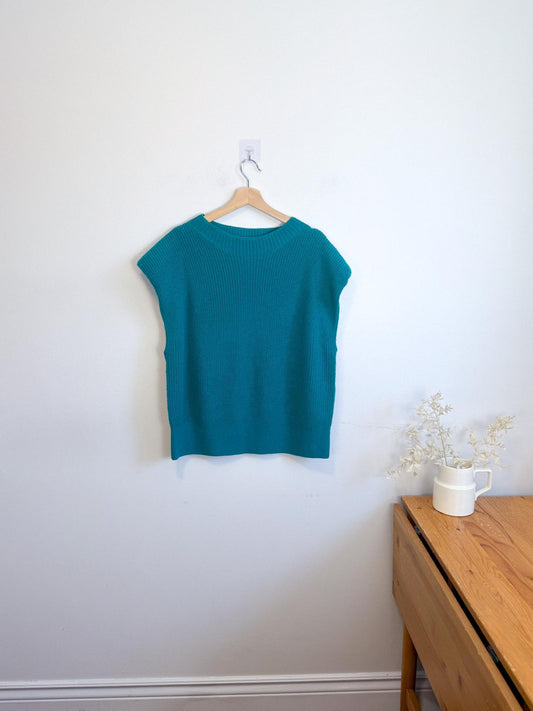 Babaton "Council Merino Wool Sweater Vest" in Teal (Size 2XL)