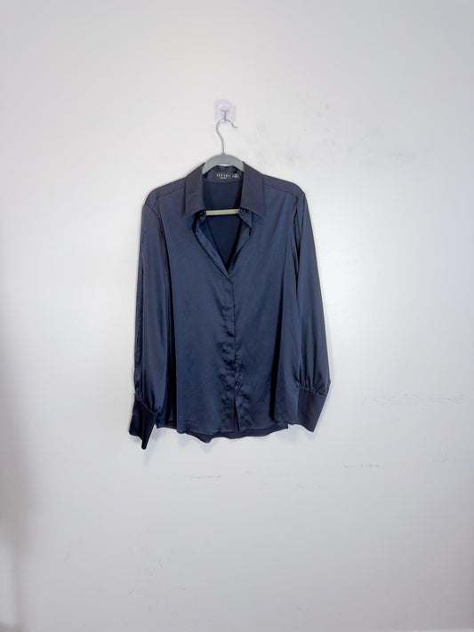 Iris Setlakwe Satin Blouse in Black (Size 10)
