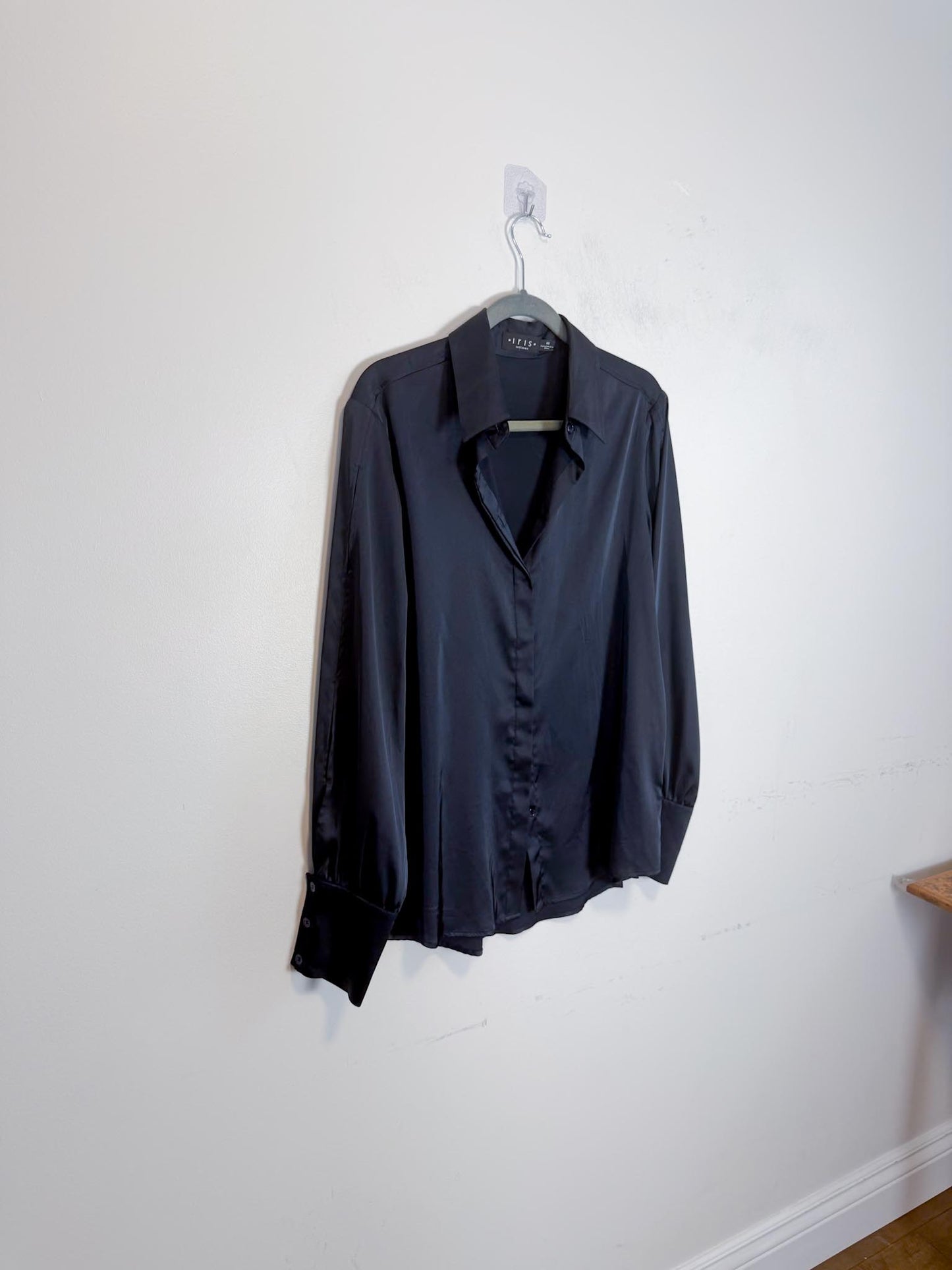 Iris Setlakwe Satin Blouse in Black (Size 10)