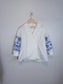 Weekend Max Mara"Embroidered Wrap Blouse in White/Blue" (Size L)