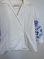 Weekend Max Mara"Embroidered Wrap Blouse in White/Blue" (Size L)