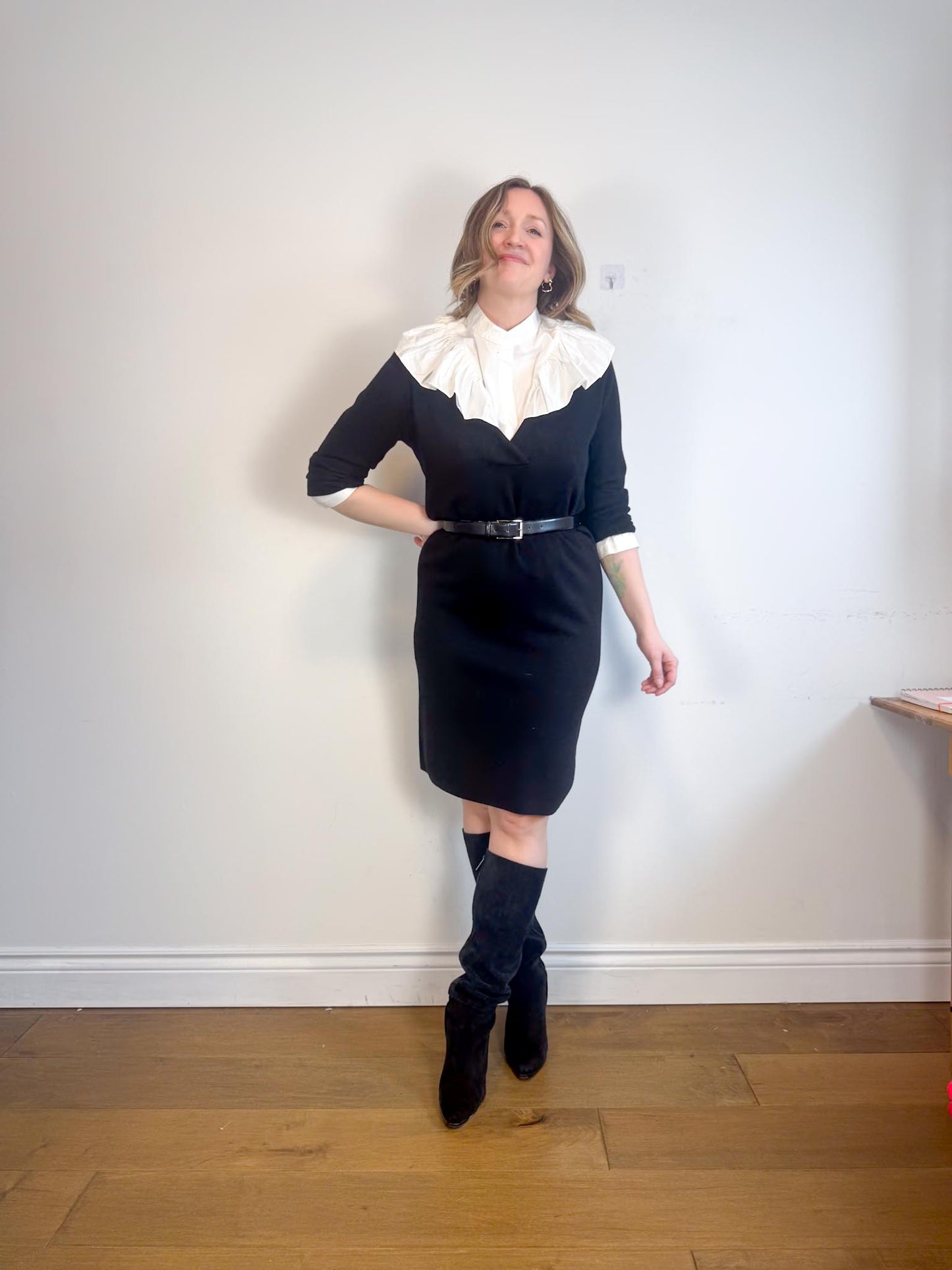 Club Monaco V-Neck Wool Dress in Black (Size M)