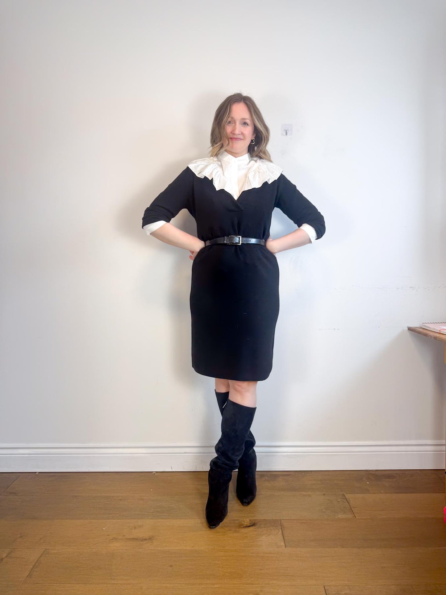 Club Monaco V-Neck Wool Dress in Black (Size M)