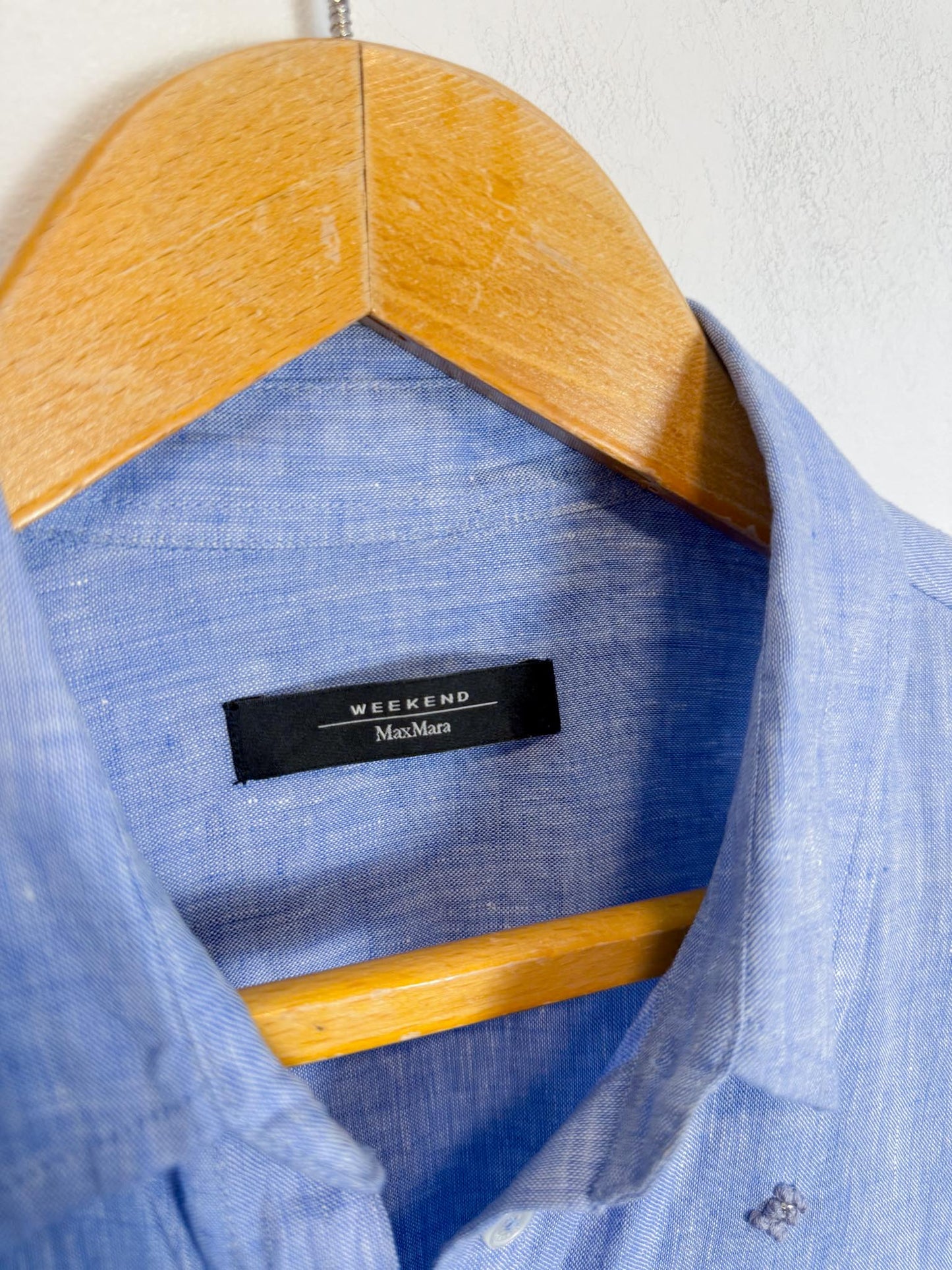 Weekend Max Mara Linen Embellished Blouse in Blue (Size M/L)