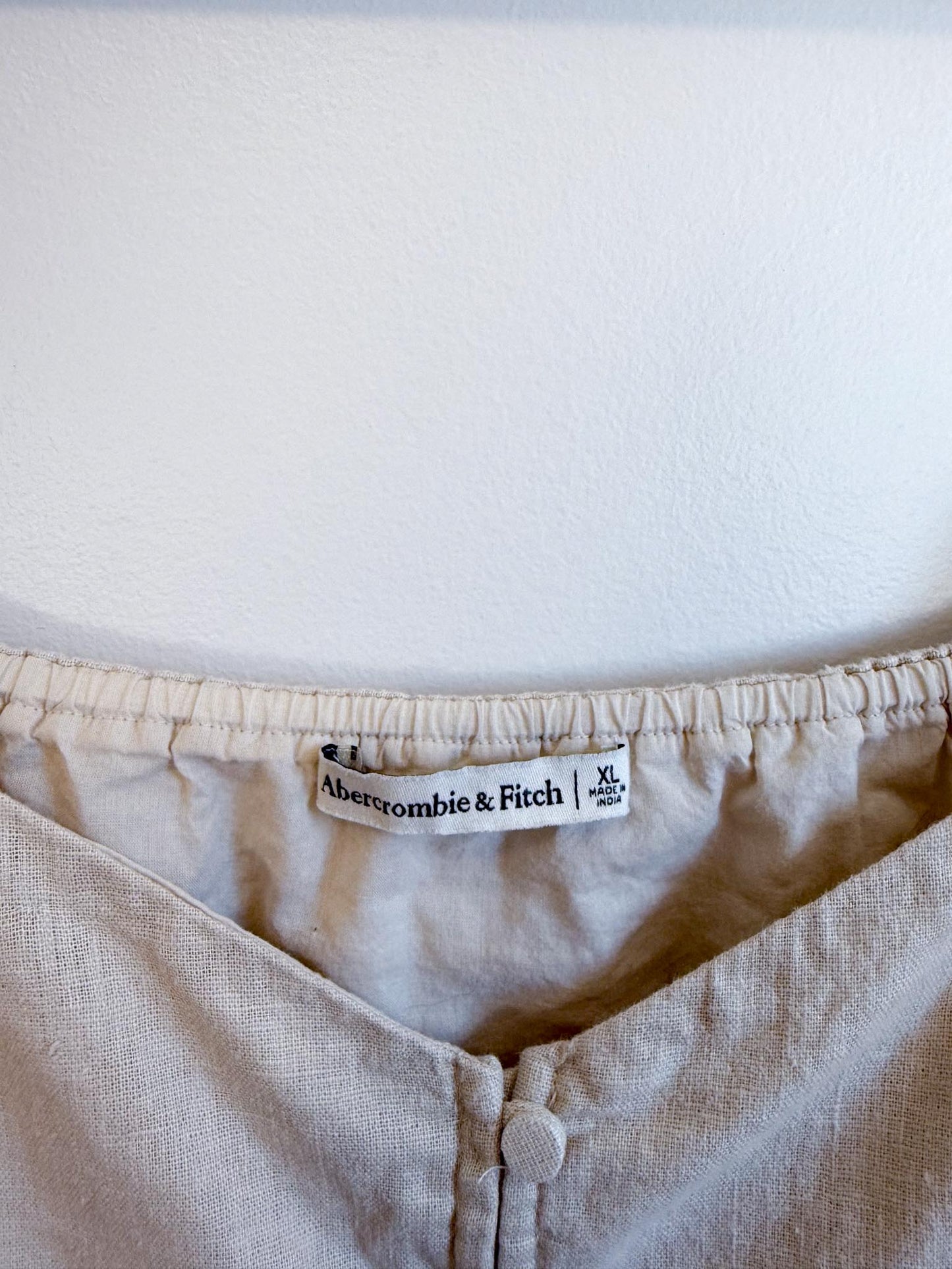 Abercrombie & Fitch Linen Mini Dress in Oatmeal (Size XL)