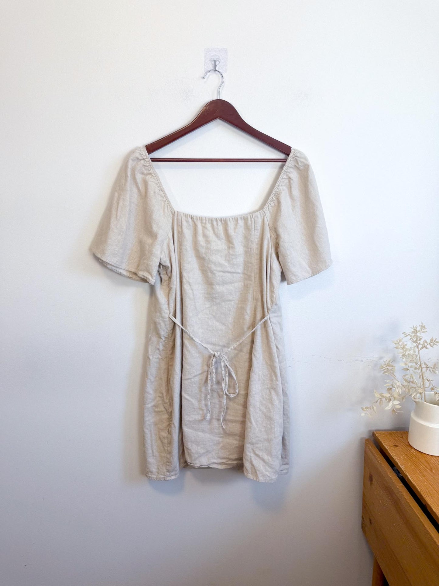 Abercrombie & Fitch Linen Mini Dress in Oatmeal (Size XL)