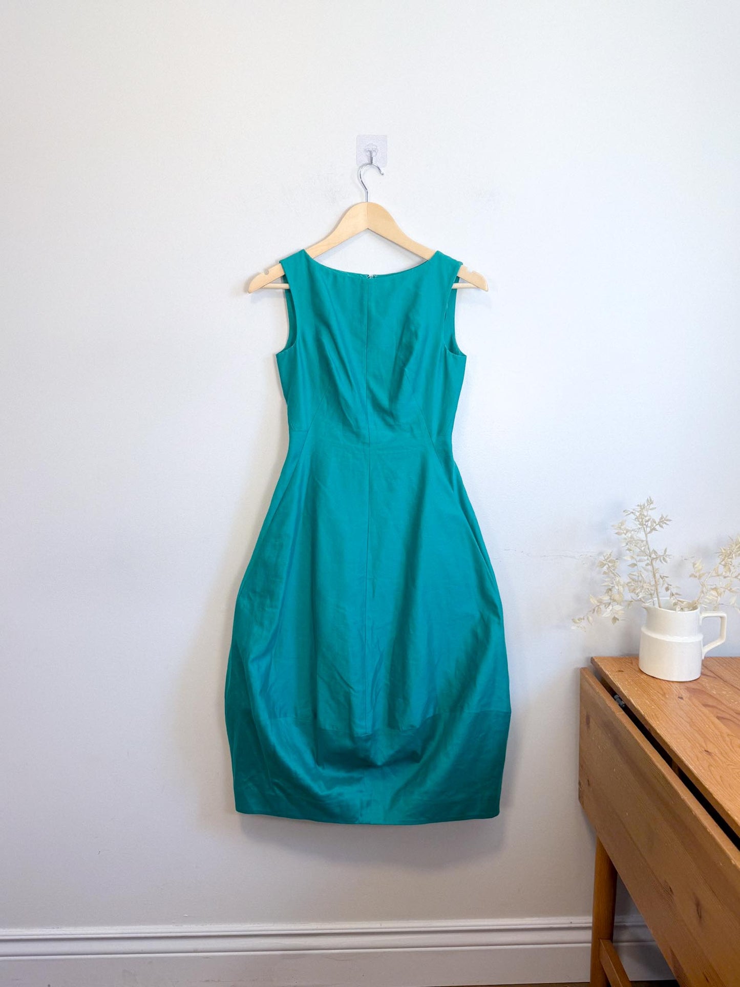COS Silk Sleeveless Bubble Midi Dress in Teal (Size XS)