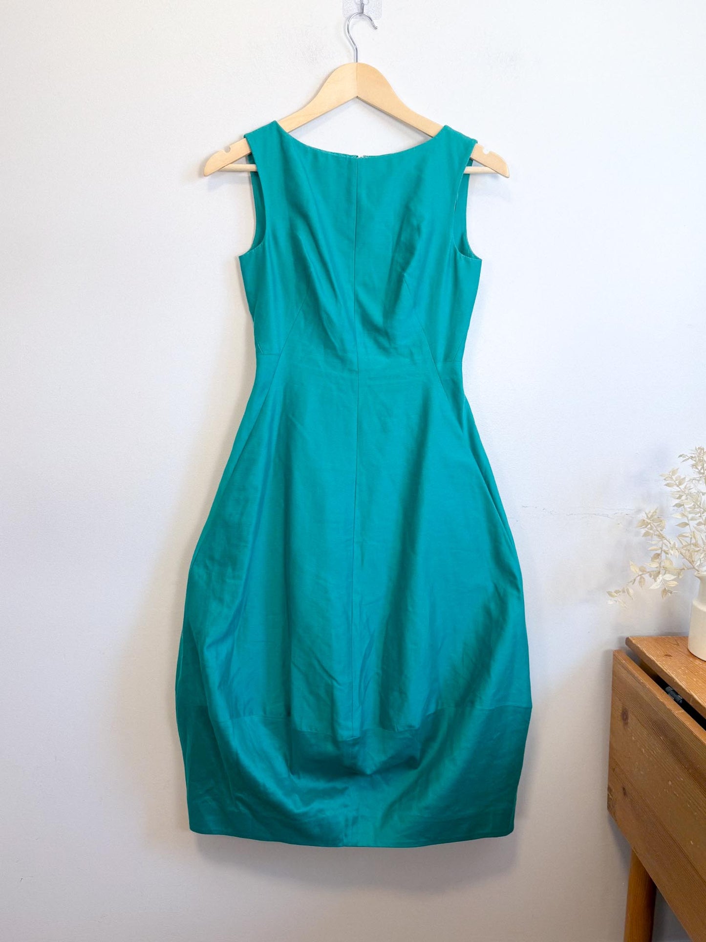 COS Silk Sleeveless Bubble Midi Dress in Teal (Size XS)