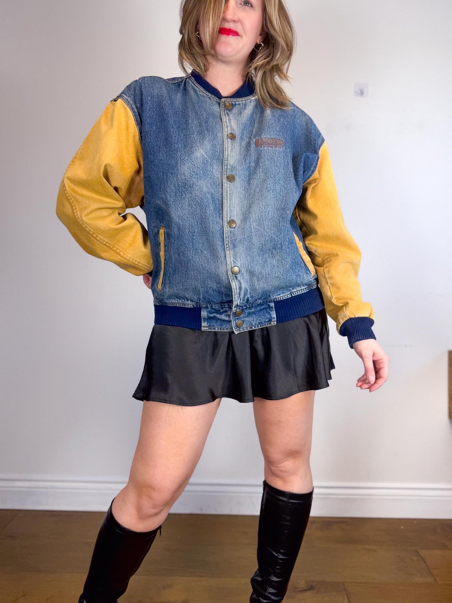 Vintage Denim Varsity Jacket (Size M/L)