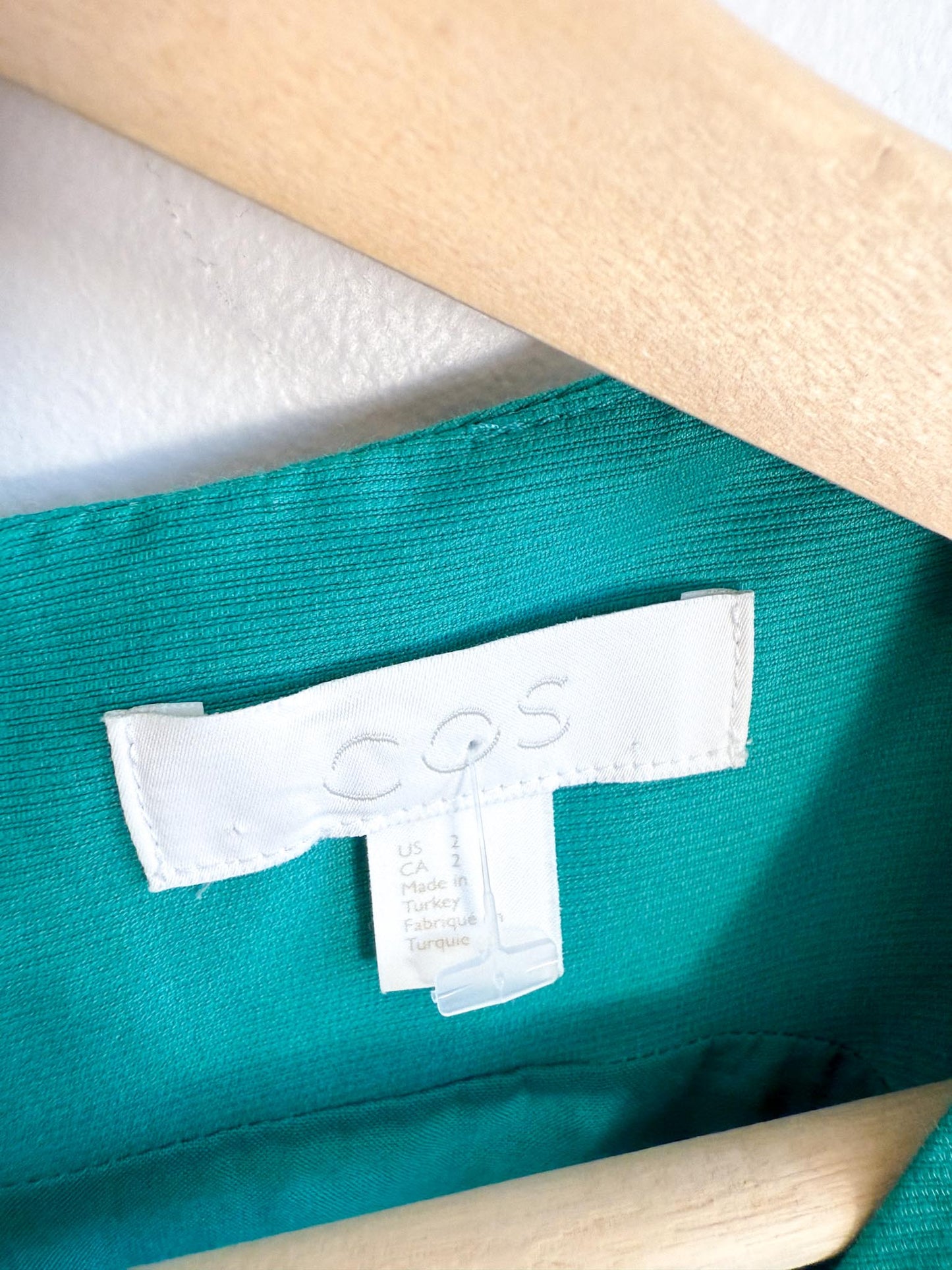 COS Silk Sleeveless Bubble Midi Dress in Teal (Size XS)