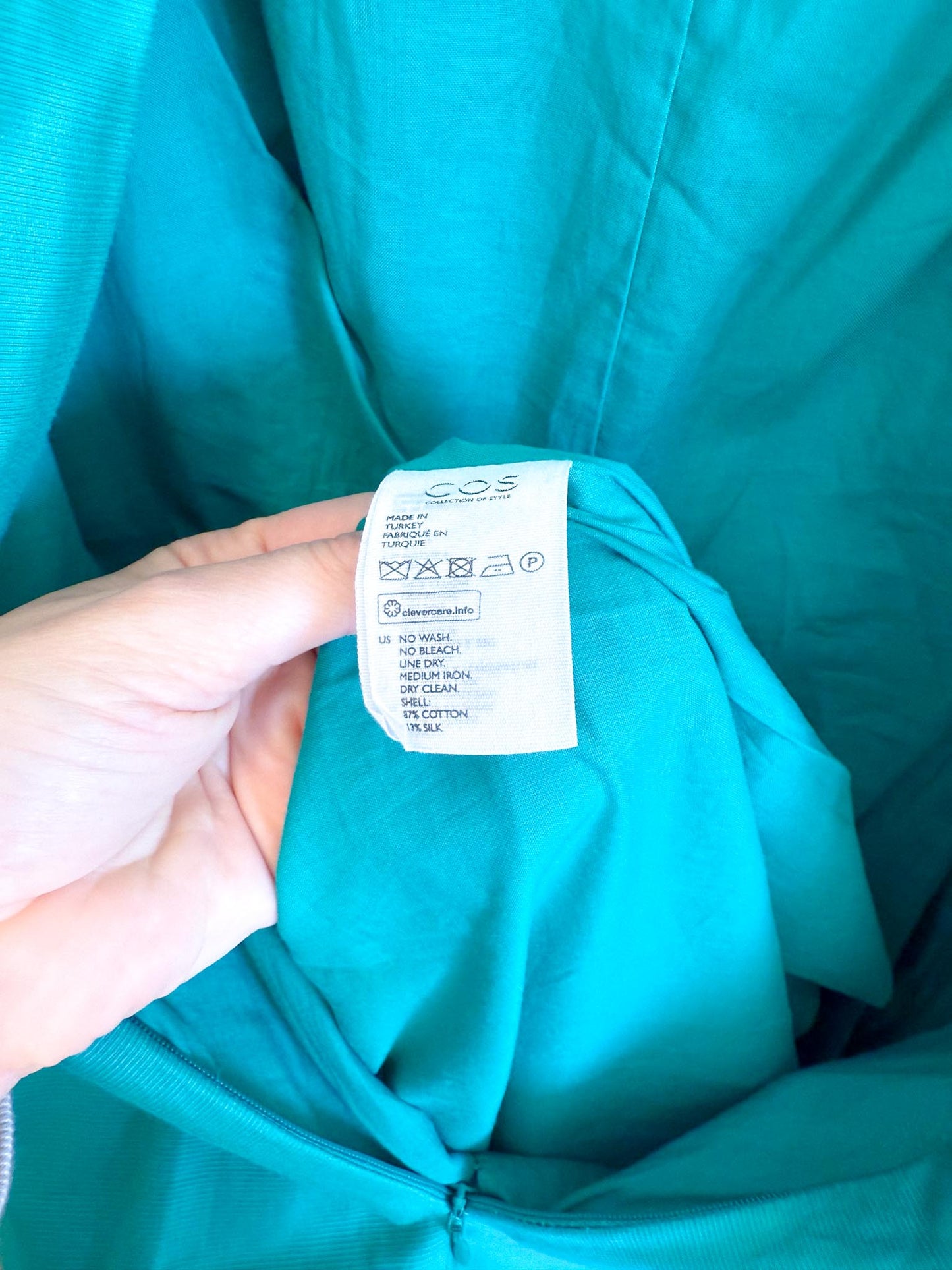 COS Silk Sleeveless Bubble Midi Dress in Teal (Size XS)