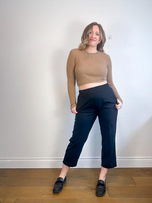 Kit & Ace High Rise Cropped Pants in Black (Size 12)