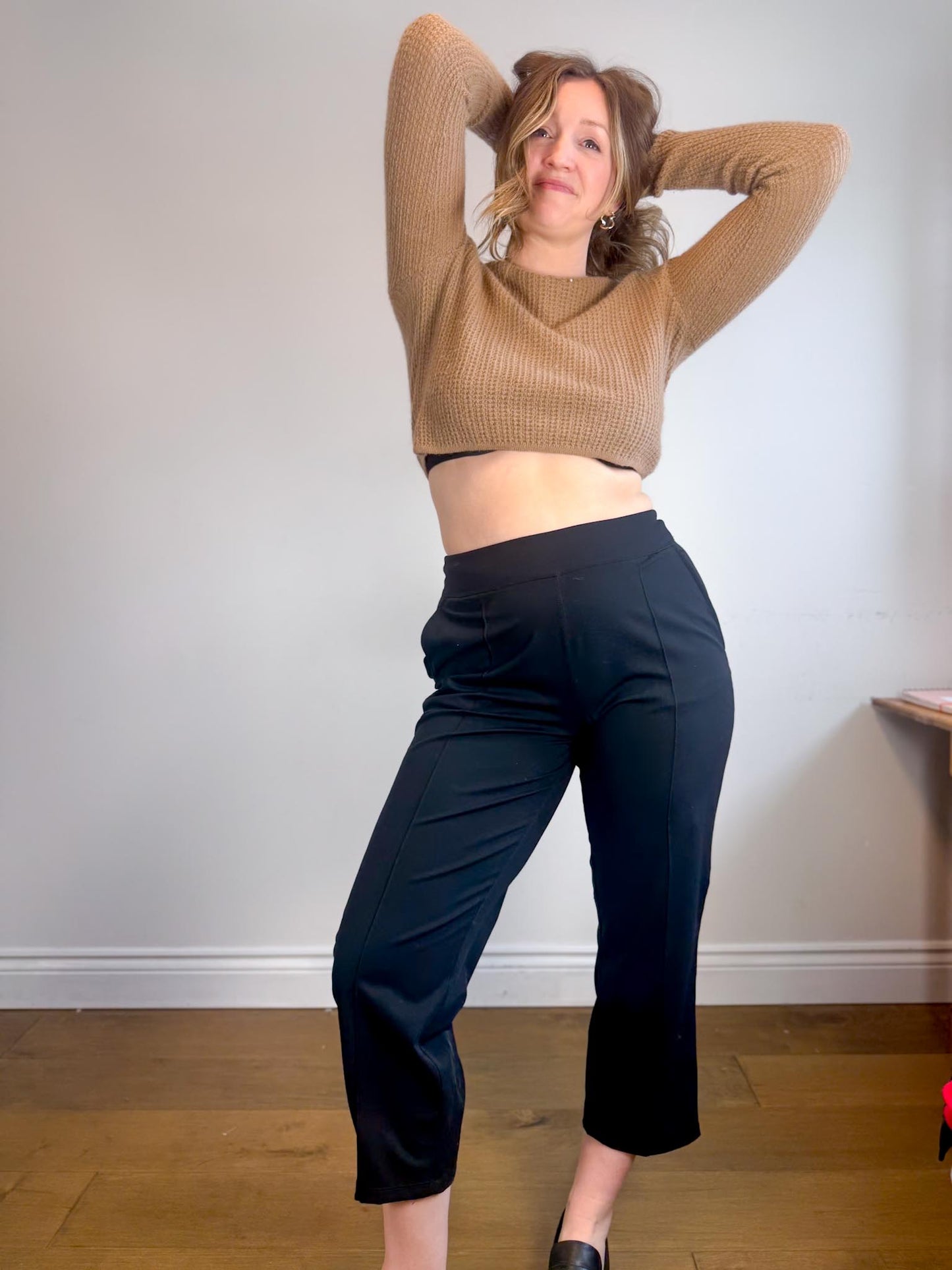 Kit & Ace High Rise Cropped Pants in Black (Size 12)