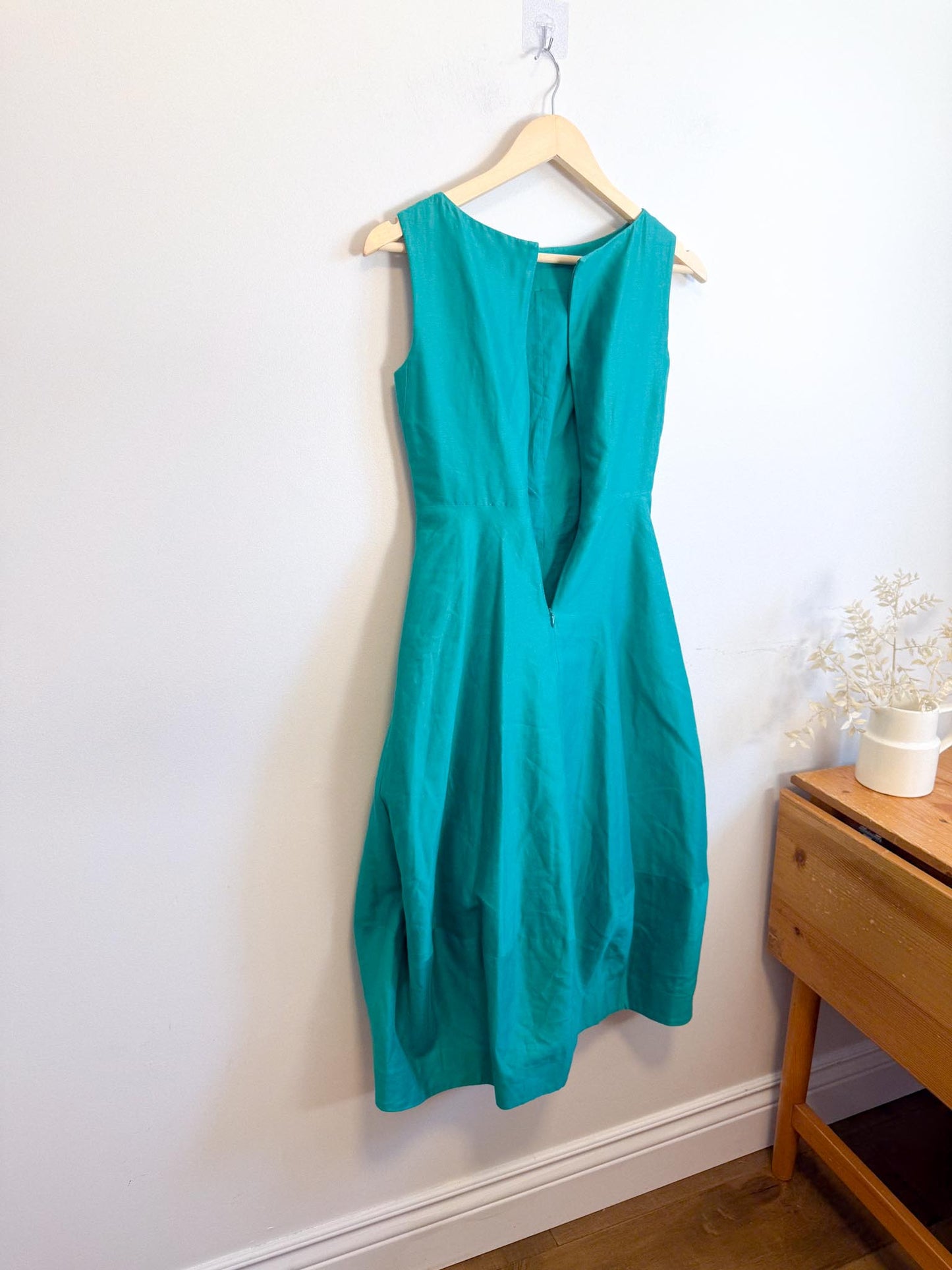 COS Silk Sleeveless Bubble Midi Dress in Teal (Size XS)