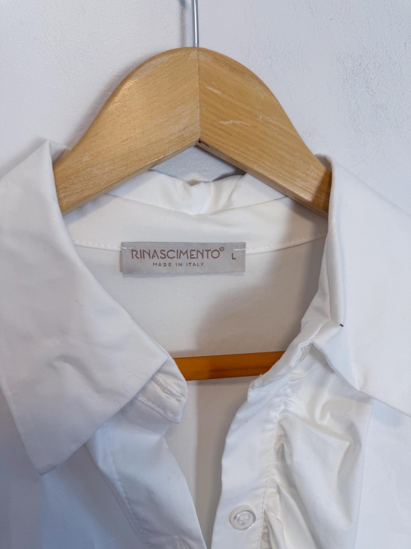 RINASCHIMENTO Long Ruffled Blouse in White (Size L)