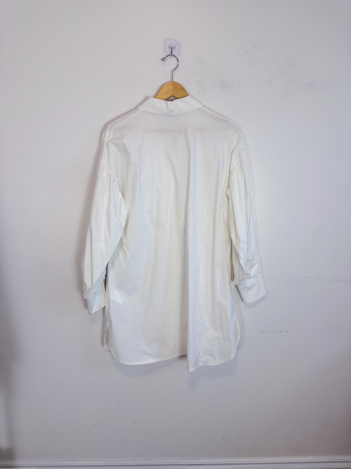 RINASCHIMENTO Long Ruffled Blouse in White (Size L)