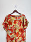 COS "Printed Roll-Sleeved Dress in Red/Yellow Floral" (Size M/L)