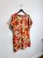 COS "Printed Roll-Sleeved Dress in Red/Yellow Floral" (Size M/L)