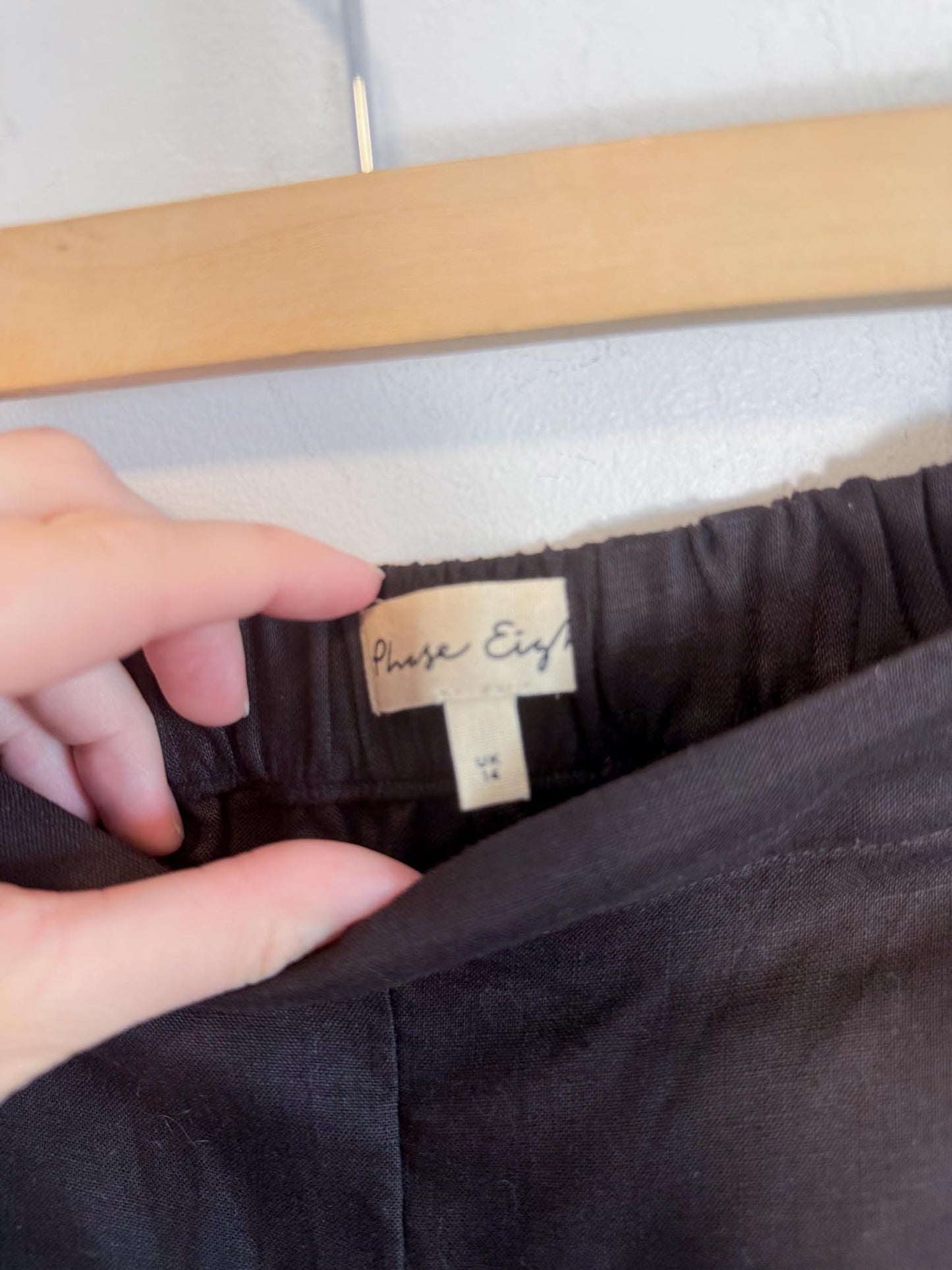 Phase Eight Wide Legged Cropped Linen Pants in Brown (Size M/L)