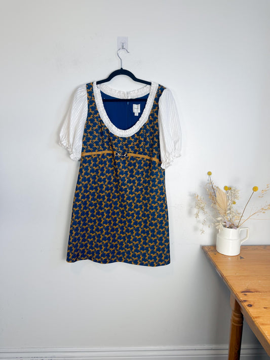 Anthropologie "Maeve Puff-Sleeve Twofer Mini Dress" (Size L)