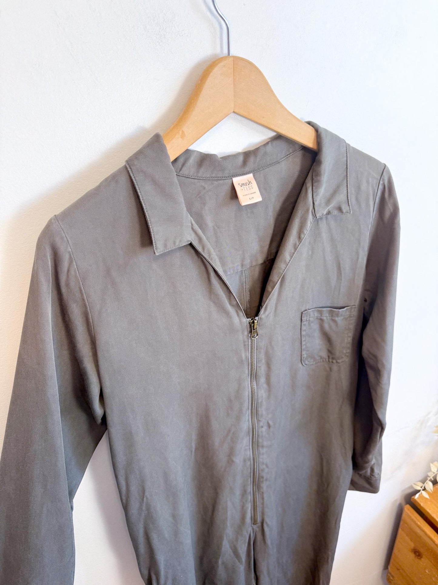 Smash & Tess Coverall Tencel Jumpsuit in Olive (Size S)