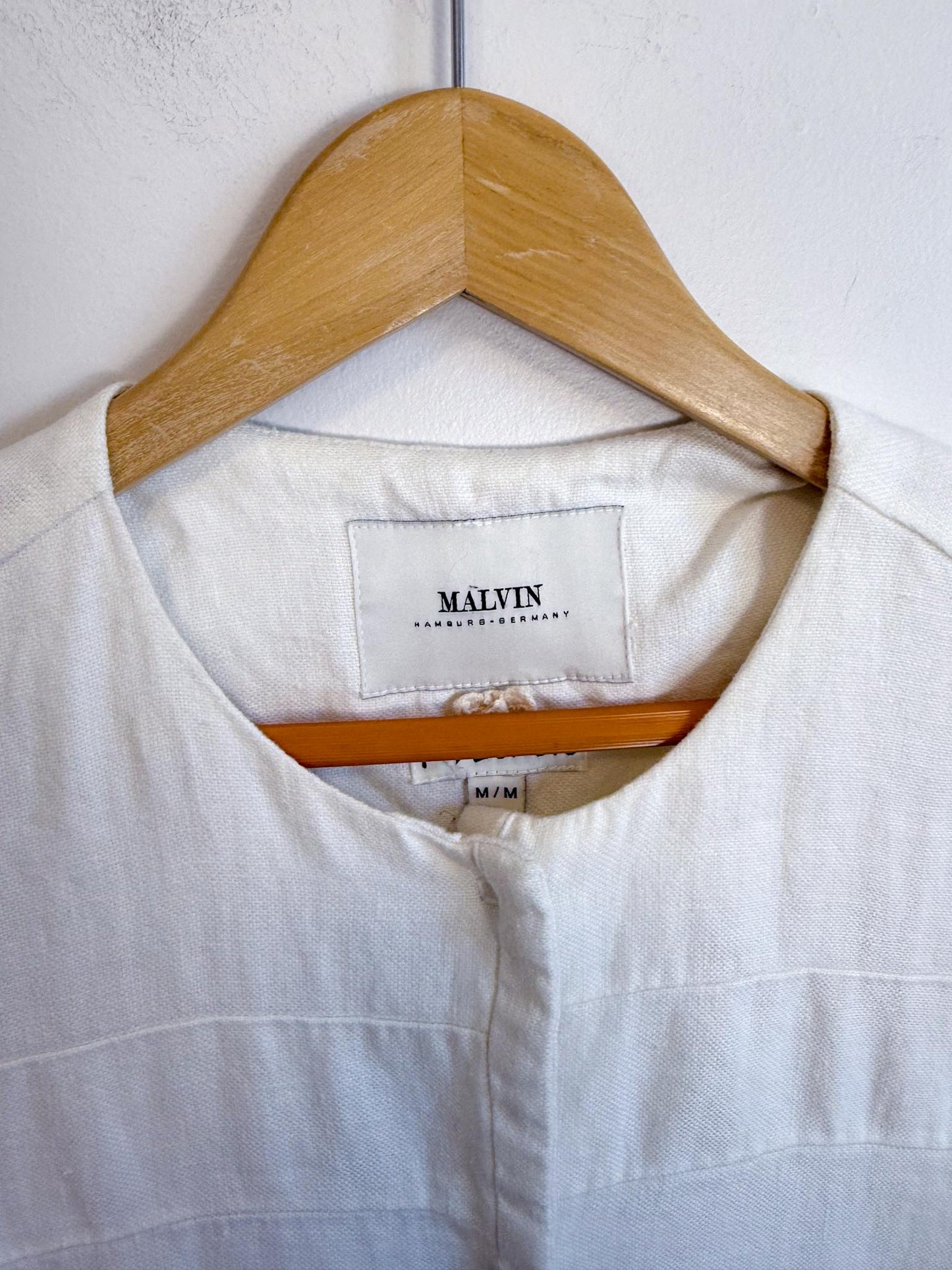 MALVIN Long Linen Jacket in White (Size M)