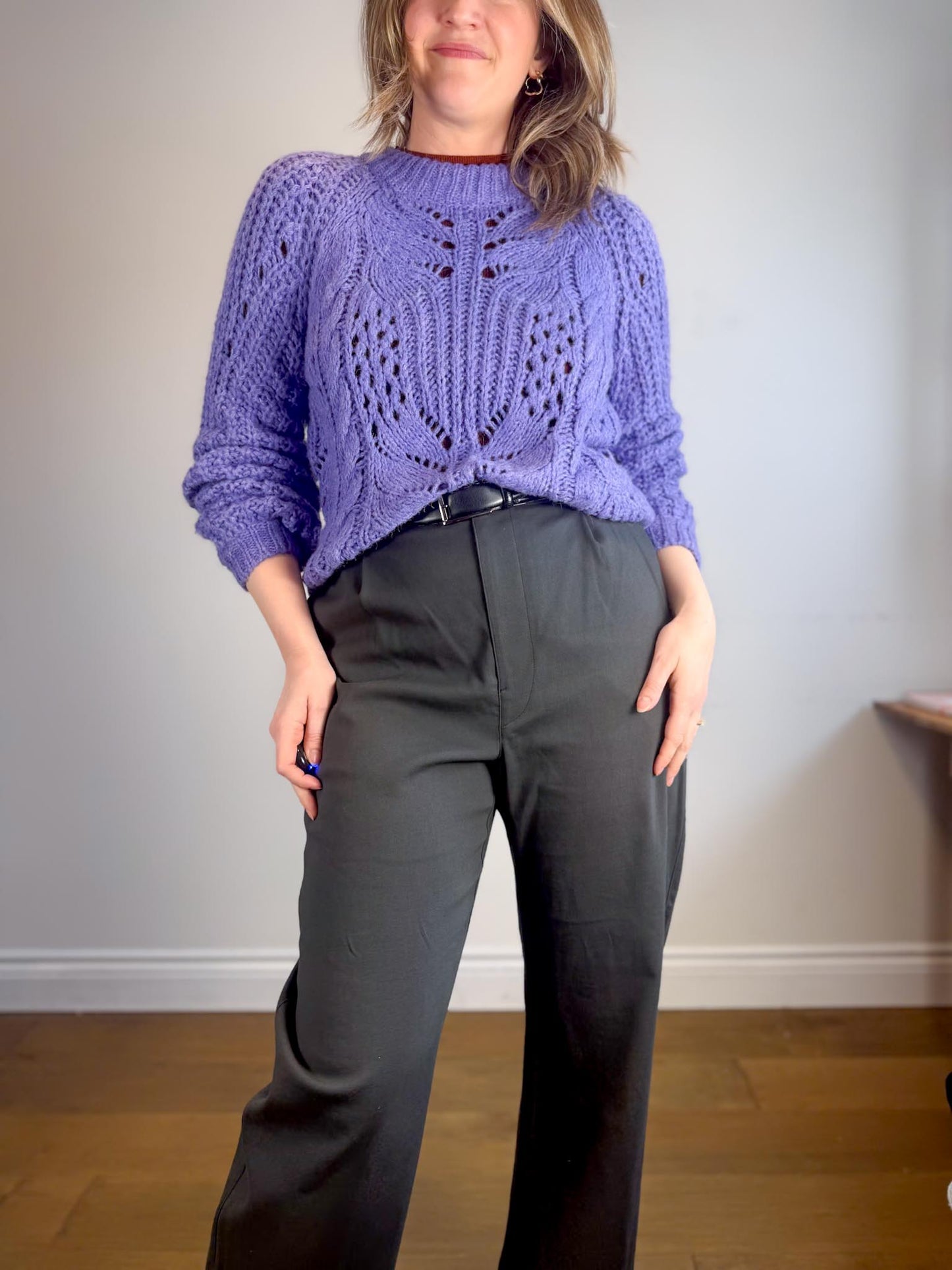 YAS Purple Chunky Knit Alpaca Sweater NWT (Size L)