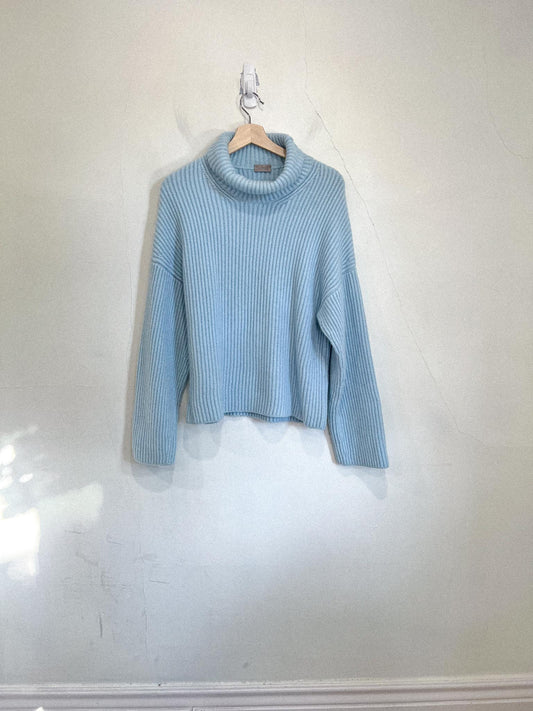 MRZ Italian Designer Wool & Cashmere Turtleneck in Blue (Size S/M)