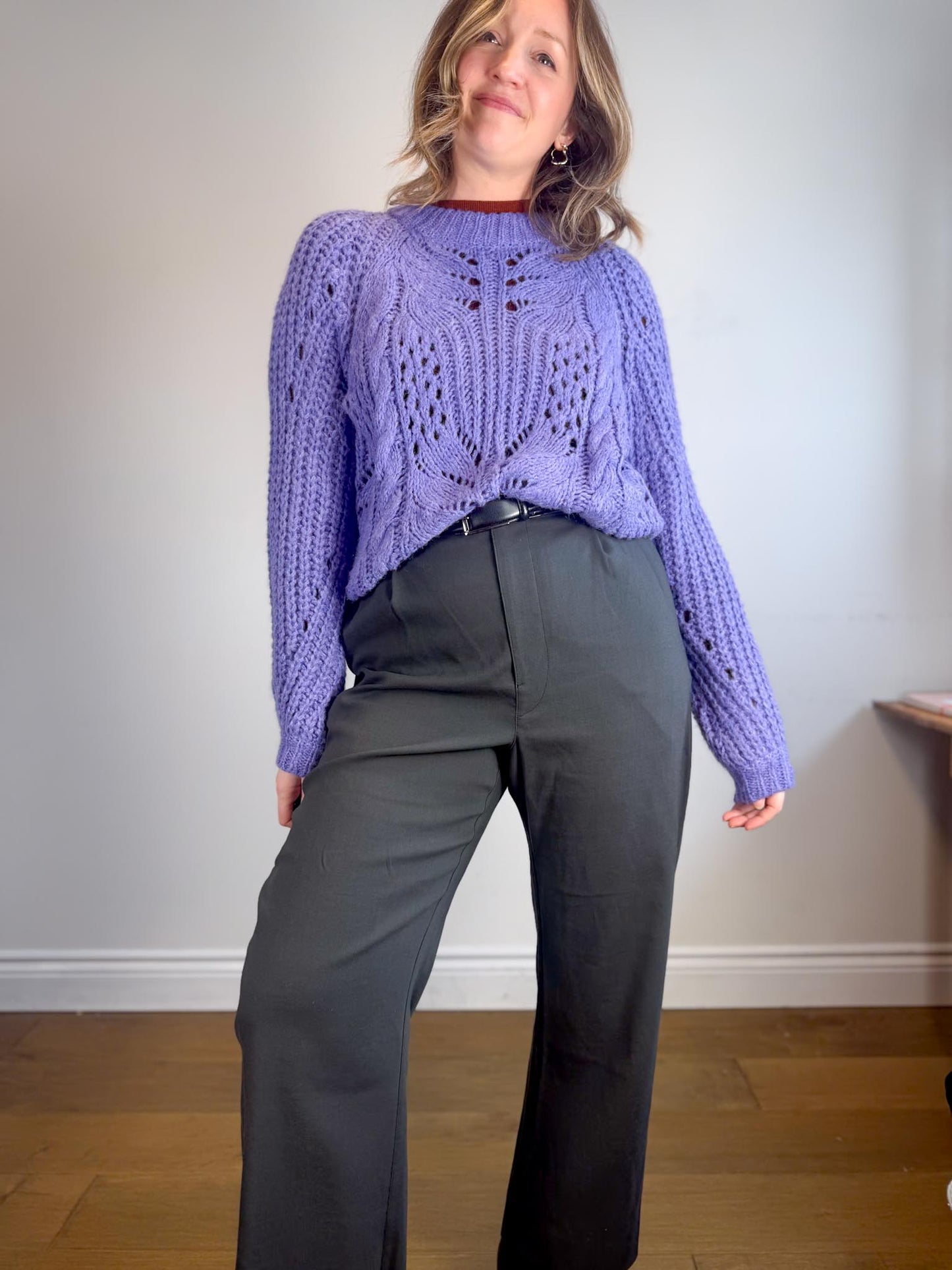 YAS Purple Chunky Knit Alpaca Sweater NWT (Size L)