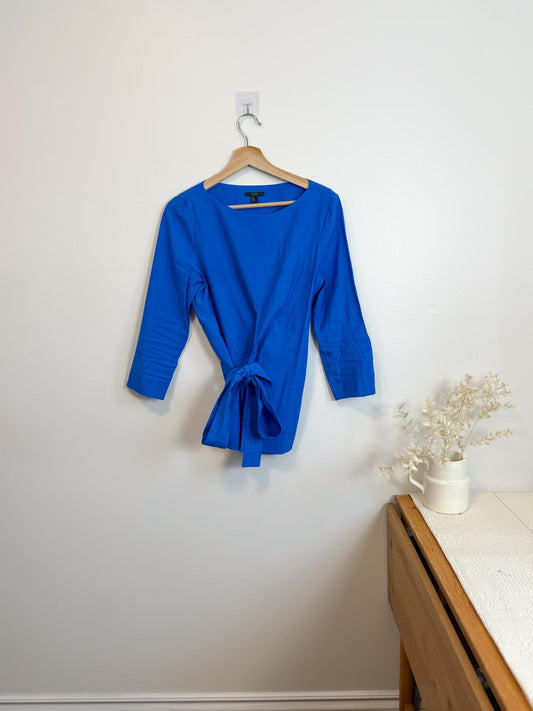COS Wrap Style 3/4 Sleeve Blouse in Royal Blue (Size 8)