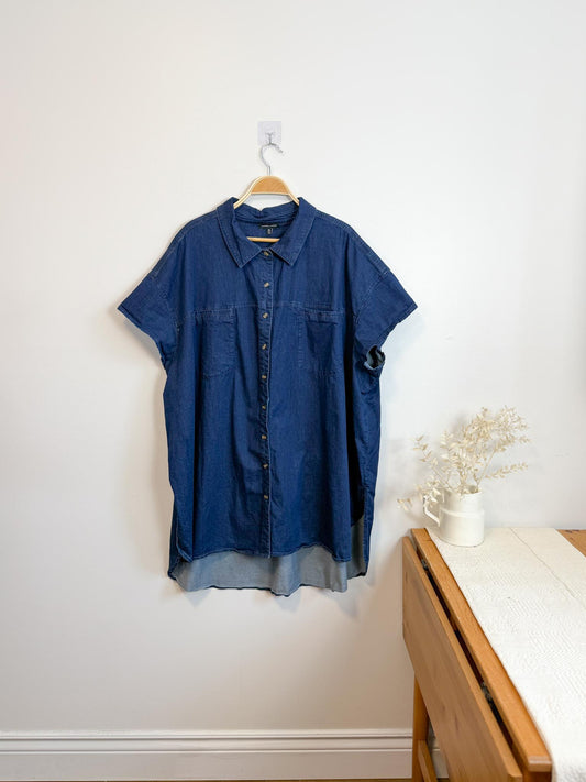 Universal Standard Chambray Shirt Dress in Dark Wash (Size XL)