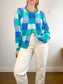 Vintage Checkered Knit Cardigan SOLD AS IS (Size L/XL)