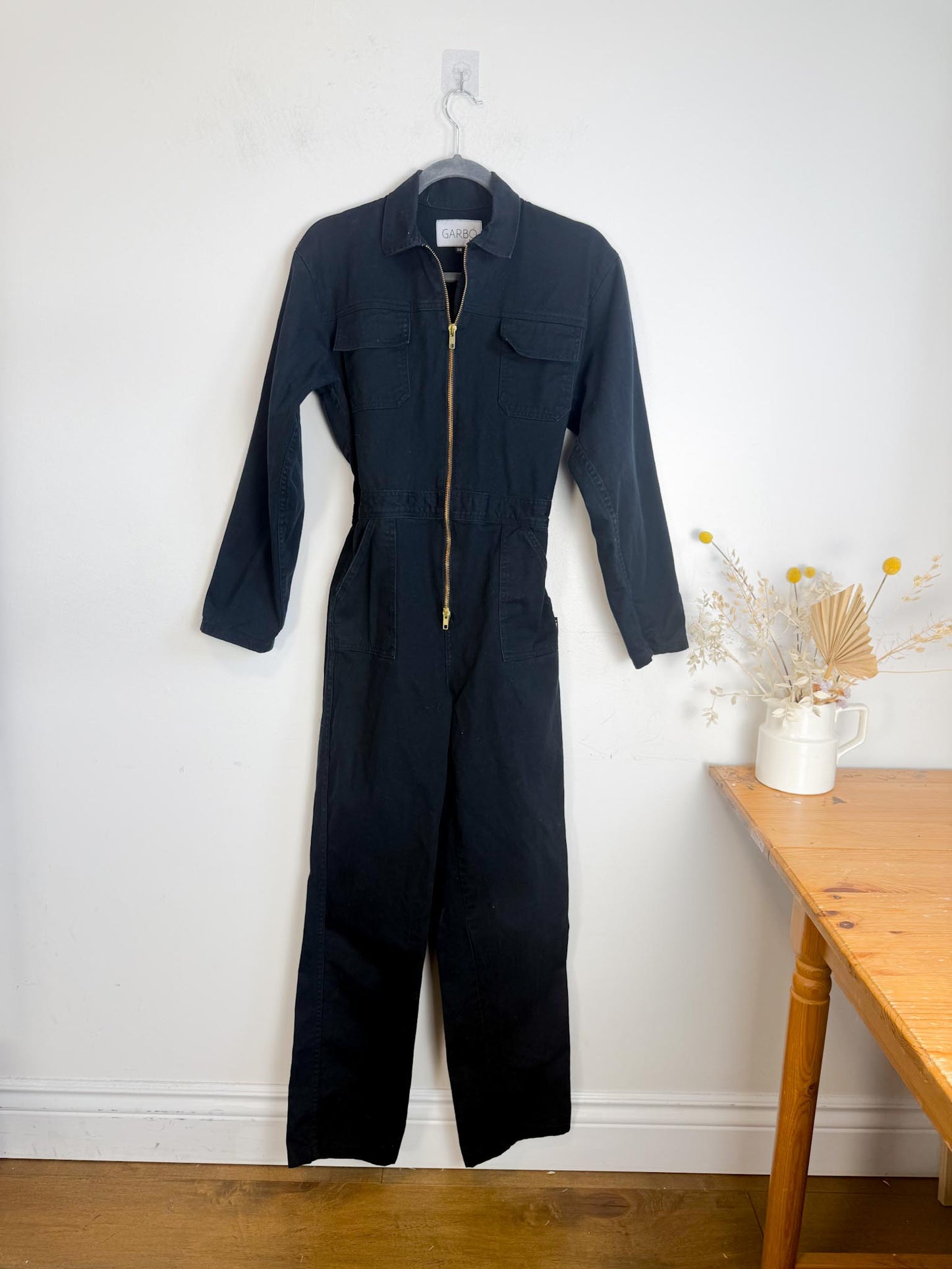 GARBO Slow Fashion "Hey Hey Utility Jumpsuit in Black" (Size S)