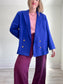 Vintage Wool Blazer in Sapphire Blue (Size XL)