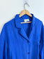 Vintage Silk Long Blouse in Royal Blue (Size M/L)