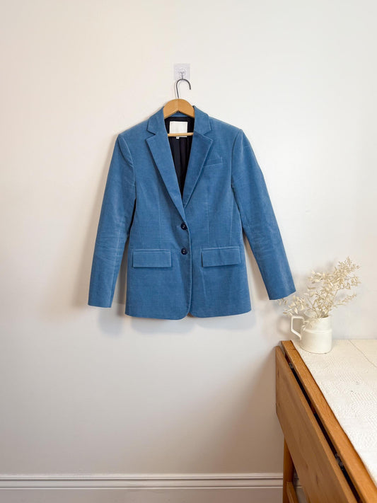 Tibi Designer Velvet Blazer in Blue (Size M)