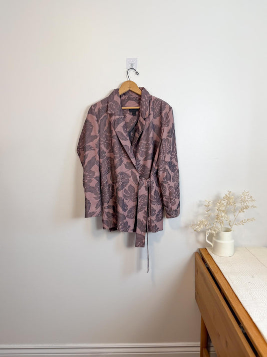 J.Crew Wrap Style Blazer with Dusty Rose Leaf Print (Size S/M)