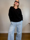 Wilfred "Belize Oversized V-neck Merino Wool Sweater in Black" (Size M/L)