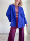 Vintage Wool Blazer in Sapphire Blue (Size XL)