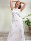 Vintage Floral Embroidered Maxi Dress in White (Size L)