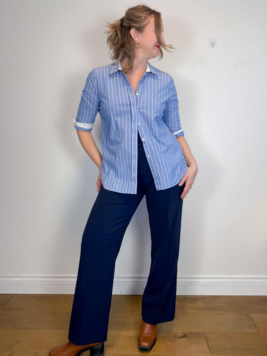 By Malene Birger Designer "Brigitta Blouse in Blue/White Stripe" (Size M)