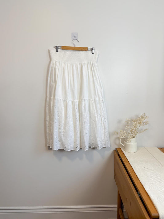 Jones New York White Eyelet Midi Skirt (Size XL)