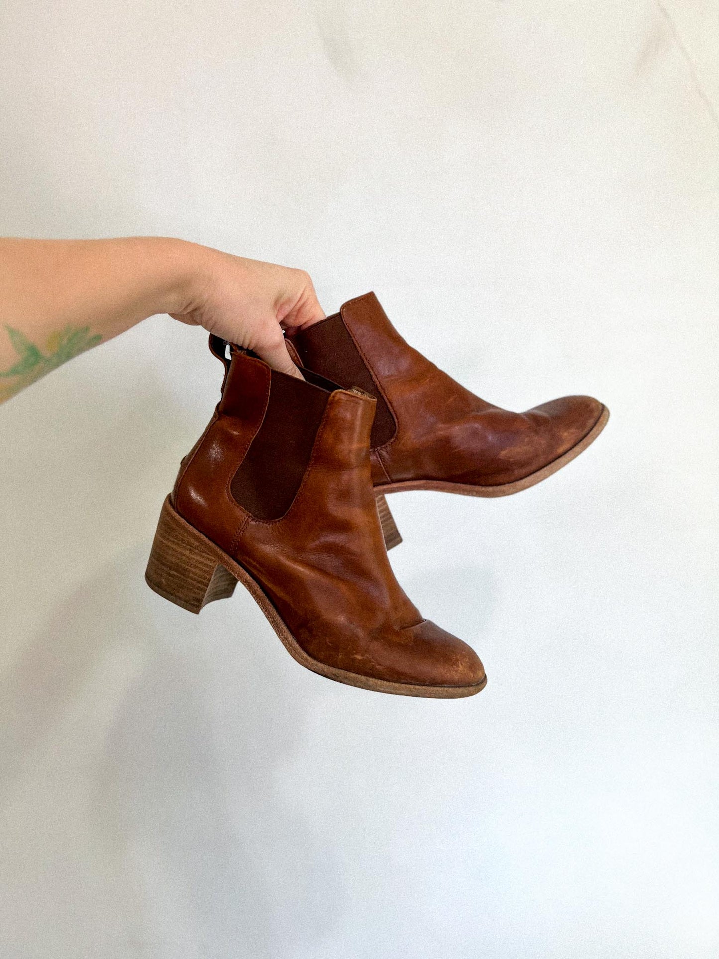 Madewell Brown Leather Heeled Ankle Boots (Size 8)