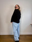 Wilfred "Belize Oversized V-neck Merino Wool Sweater in Black" (Size M/L)