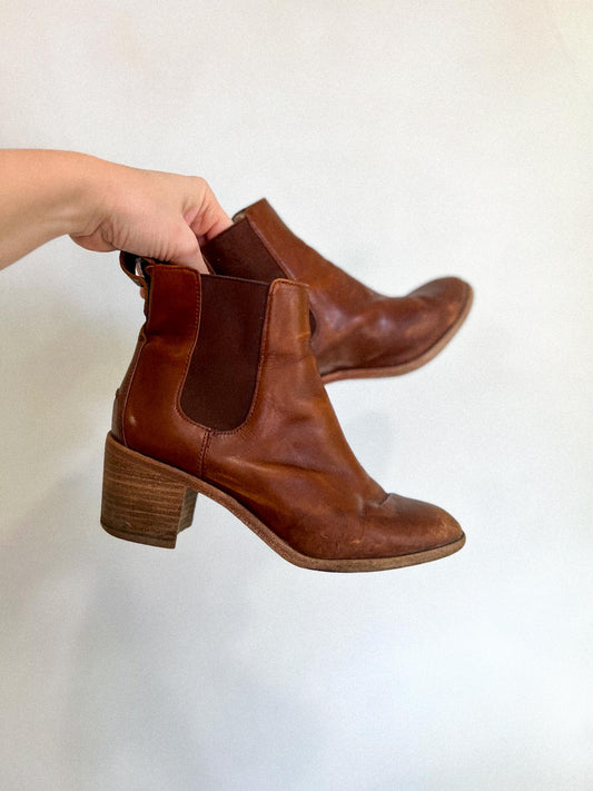 Madewell Brown Leather Heeled Ankle Boots (Size 8)